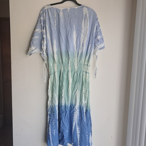 Simply Southern Elegant Blue and Green Tie-Dye Dress XL - Picture 3 of 8